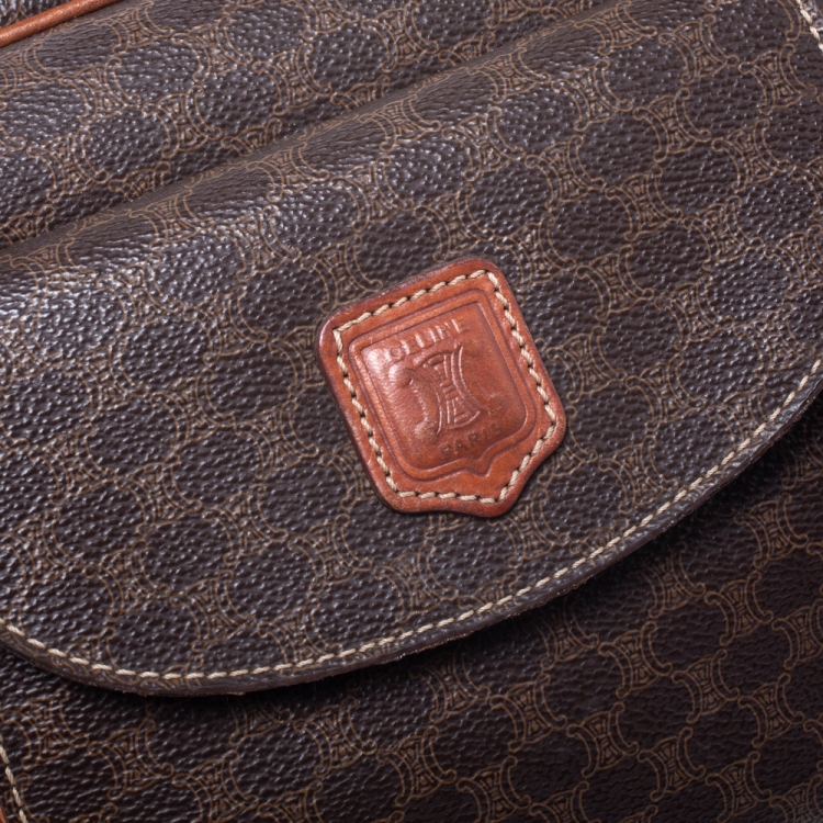 Pre Owned Celine Brown Macadam Coated Canvas and Leather Satchel
