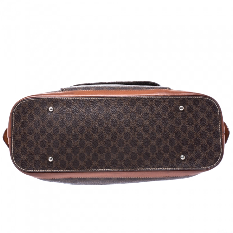 Pre Owned Celine Brown Macadam Coated Canvas and Leather Satchel