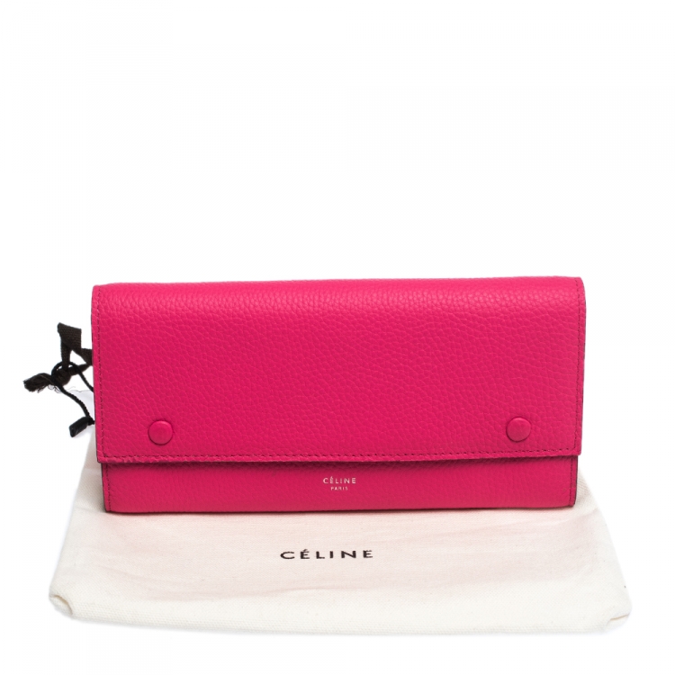 Pre Owned Celine Pink Leather Multifunction Flap Continental Wallet
