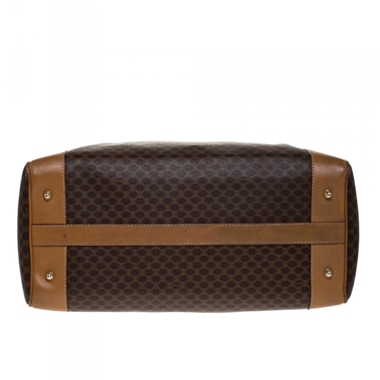 Pre Owned Celine Brown Macadam Coated Canvas and Leather Weekender Bag