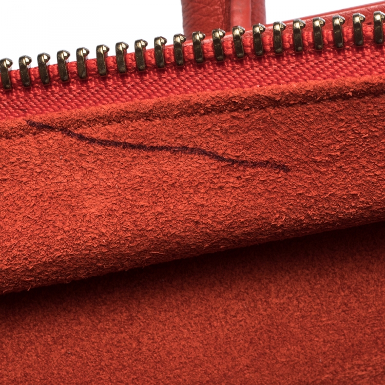 Pre Owned Celine Red Leather Mini Luggage Tote