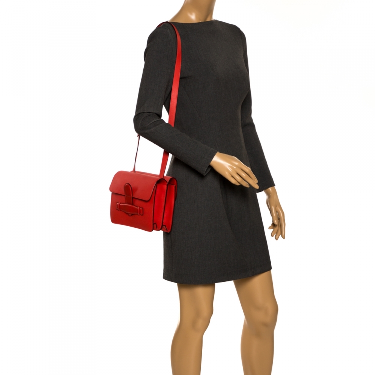 Pre Owned Celine Orange Leather Symmetrical Shoulder Bag 