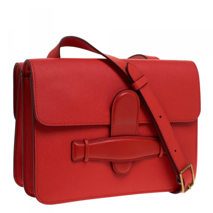 Pre Owned Celine Orange Leather Symmetrical Shoulder Bag 