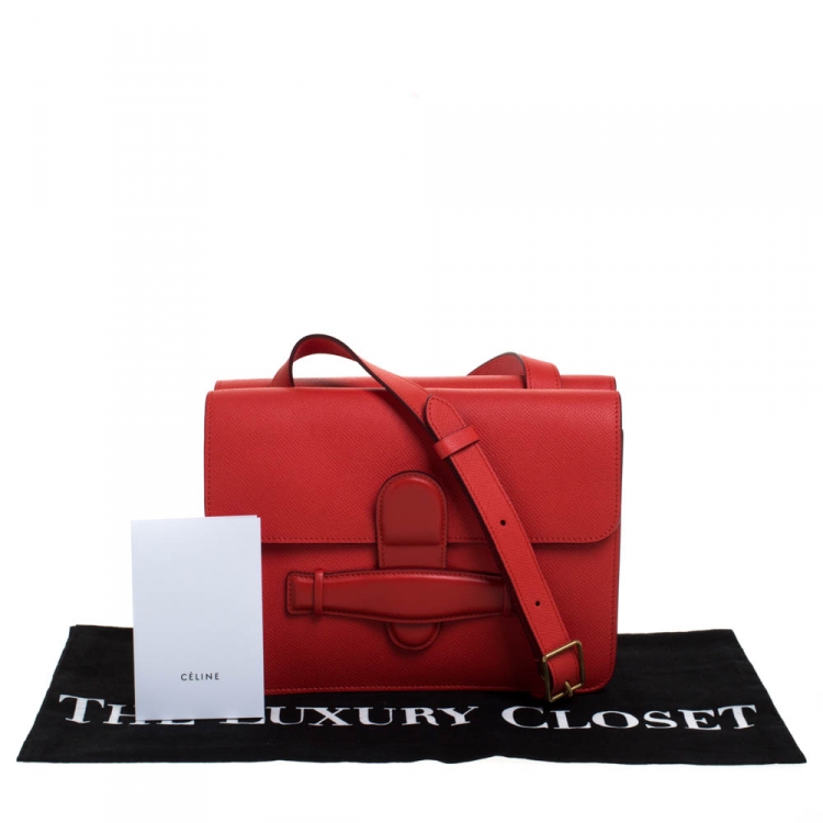 Pre Owned Celine Orange Leather Symmetrical Shoulder Bag 