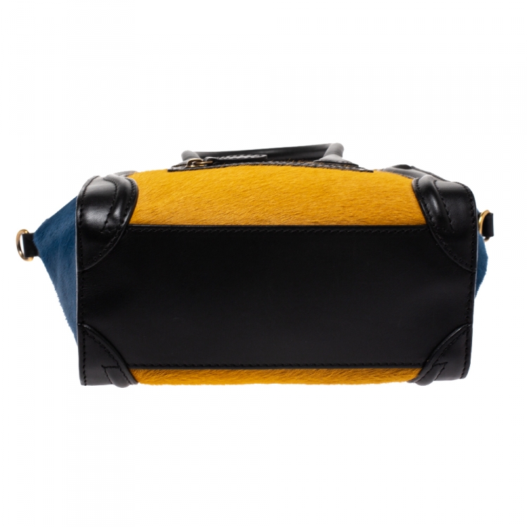 Pre Owned Celine Tricolor Calfhair and Leather Nano Luggage Tote