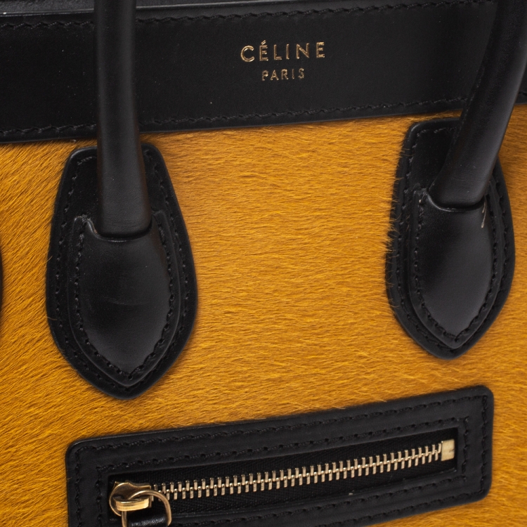 Pre Owned Celine Tricolor Calfhair and Leather Nano Luggage Tote