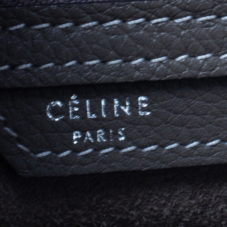 Pre Owned Celine Olive Green Leather Micro Luggage Tote