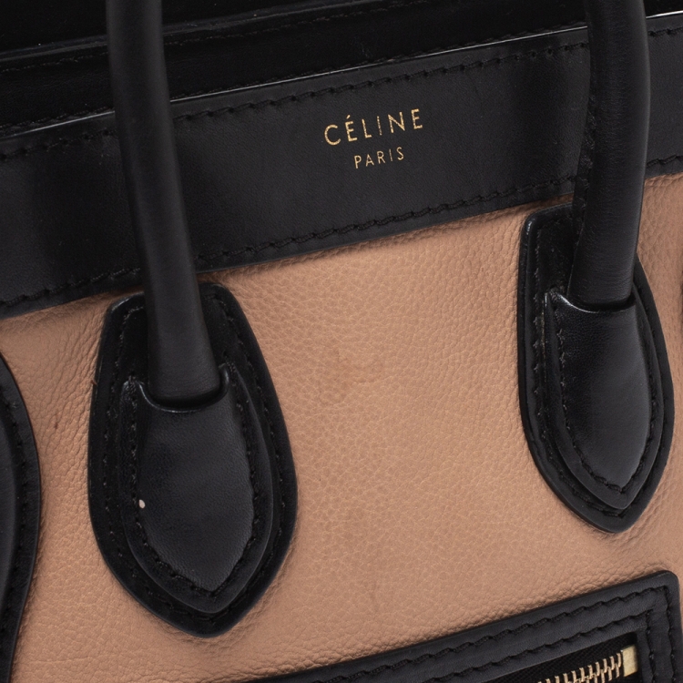 Pre Owned Celine Tricolor Leather Nano Luggage Tote