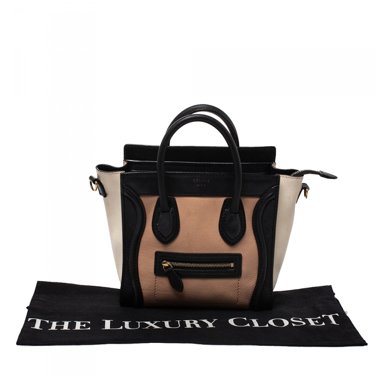 Pre Owned Celine Tricolor Leather Nano Luggage Tote