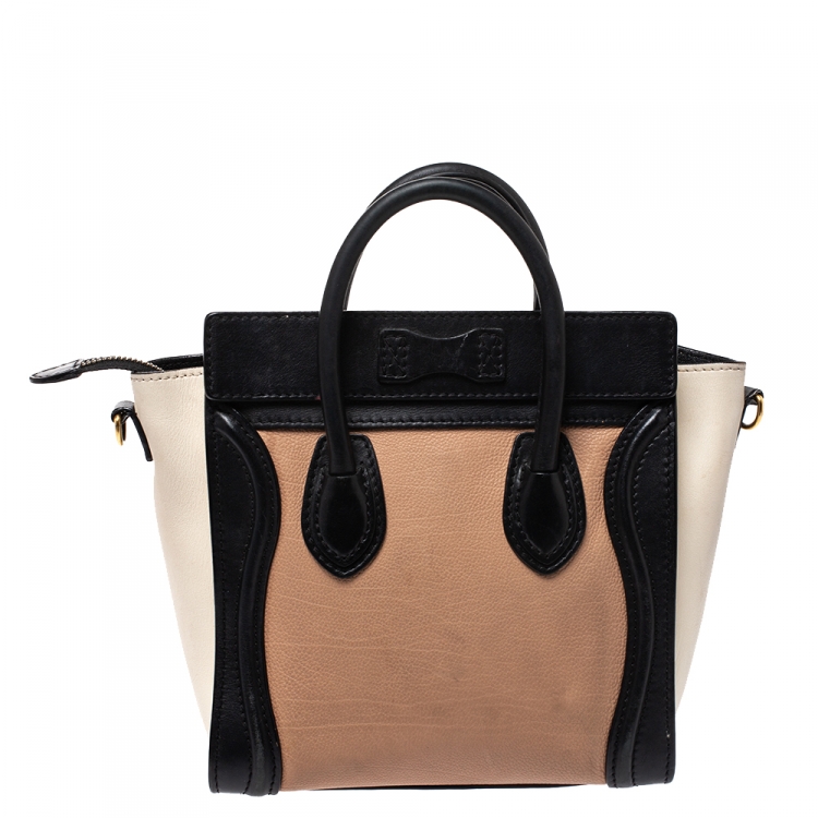 Pre Owned Celine Tricolor Leather Nano Luggage Tote