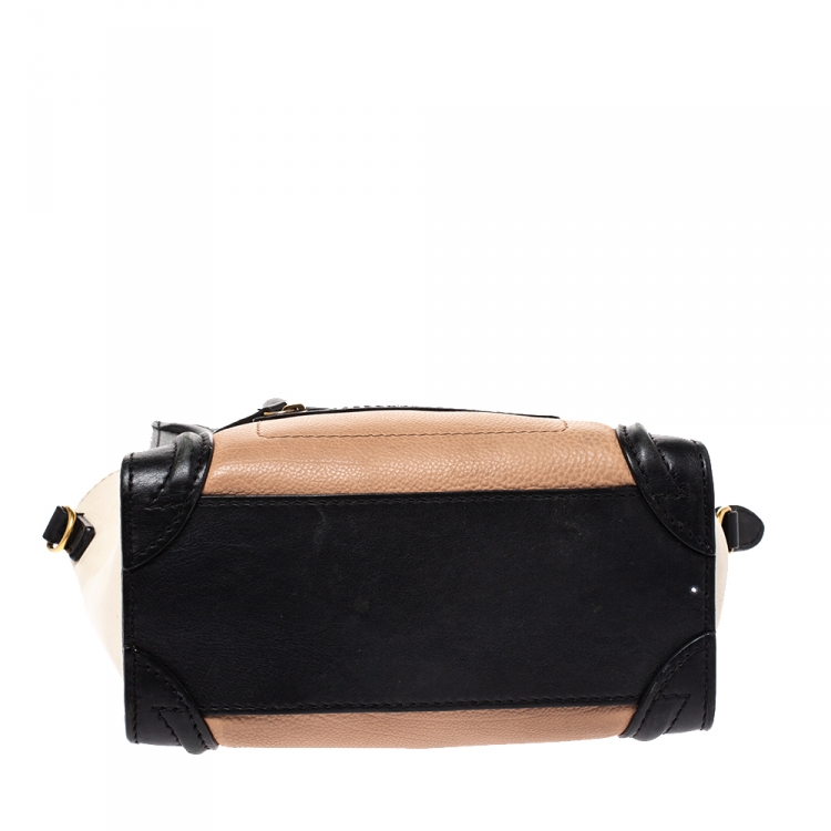 Pre Owned Celine Tricolor Leather Nano Luggage Tote