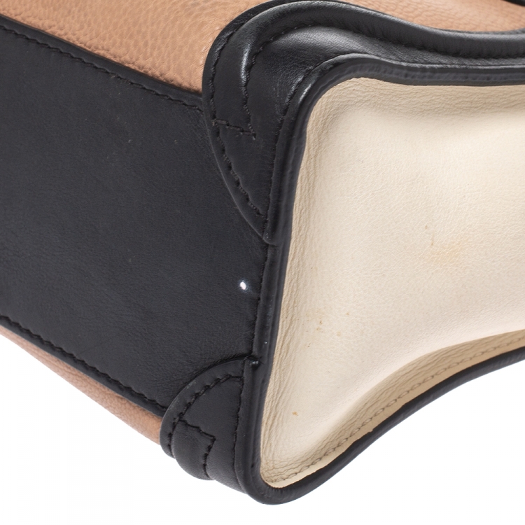 Pre Owned Celine Tricolor Leather Nano Luggage Tote