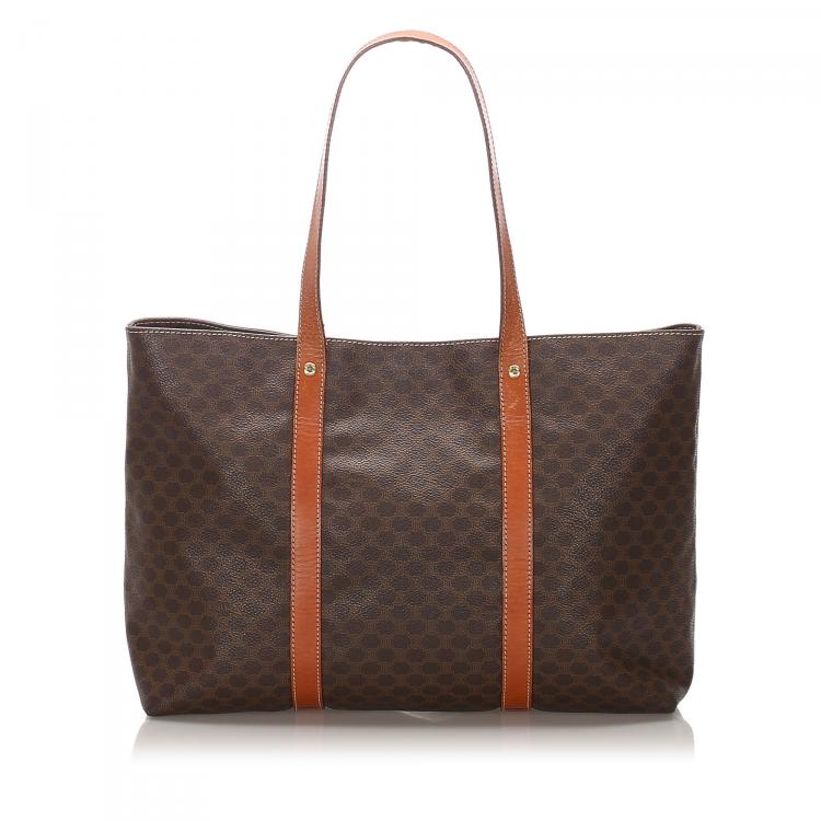 Pre Owned Celine Brown Macadam Canvas Tote Bag