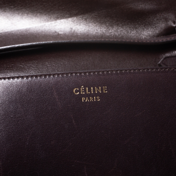 Pre Owned Celine Brown Leopard Print Leather and Calfhair Medium Classic Box Shoulder Bag