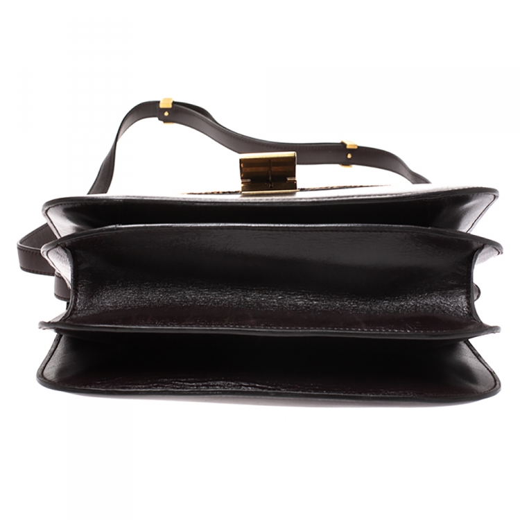 Pre Owned Celine Brown Leopard Print Leather and Calfhair Medium Classic Box Shoulder Bag