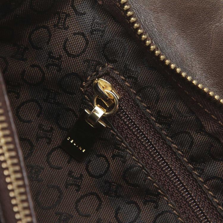 Pre Owned Celine Brown Macadam Canvas Shoulder Bag