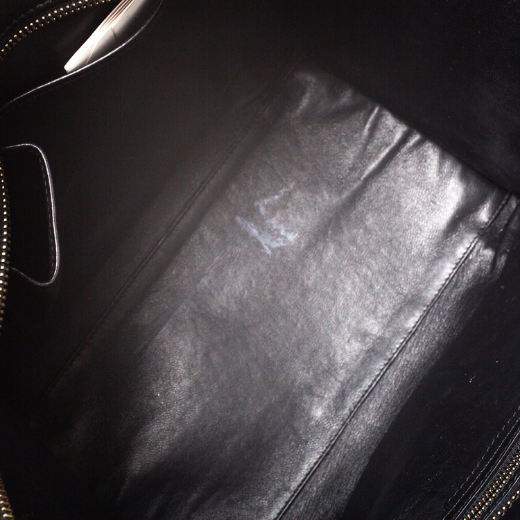 Pre Owned Celine Beige/Black Canvas and Leather Mini Luggage Tote