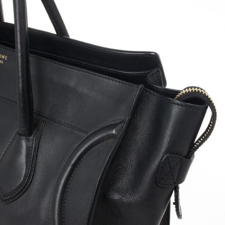 Pre Owned Celine Black Medium Grained Leather Luggage Tote