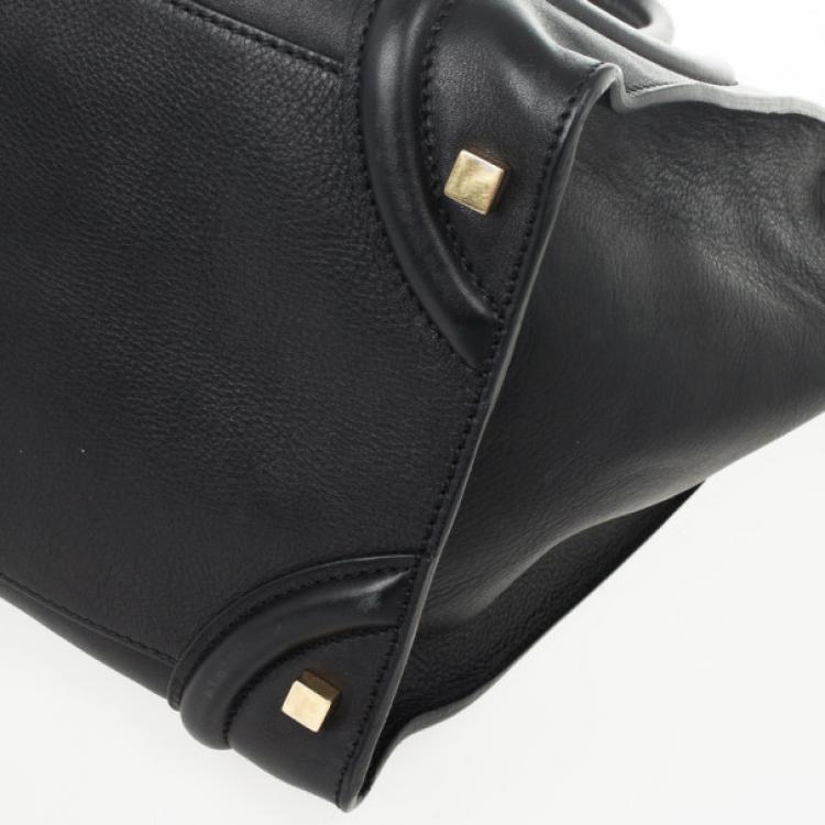 Pre Owned Celine Black Medium Grained Leather Luggage Tote