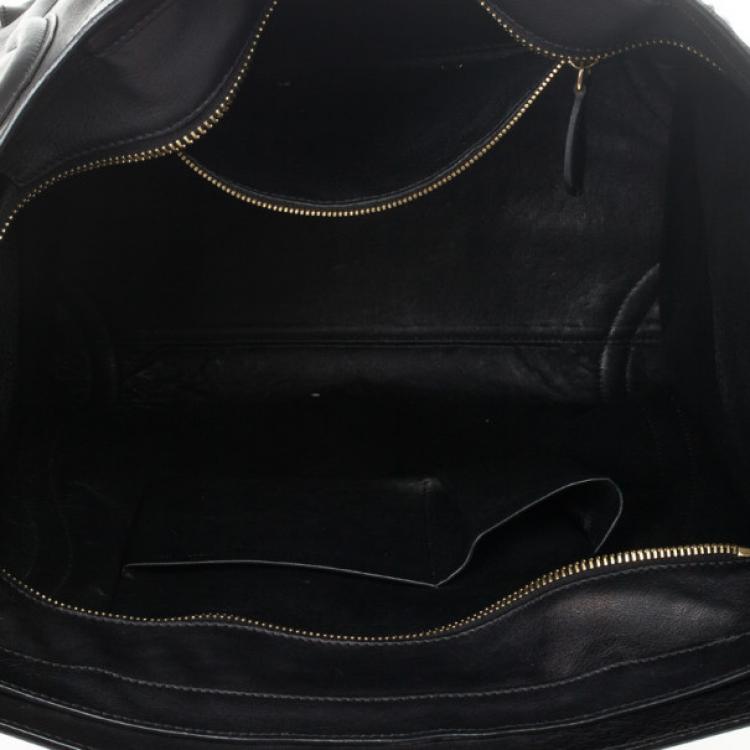 Pre Owned Celine Black Medium Grained Leather Luggage Tote