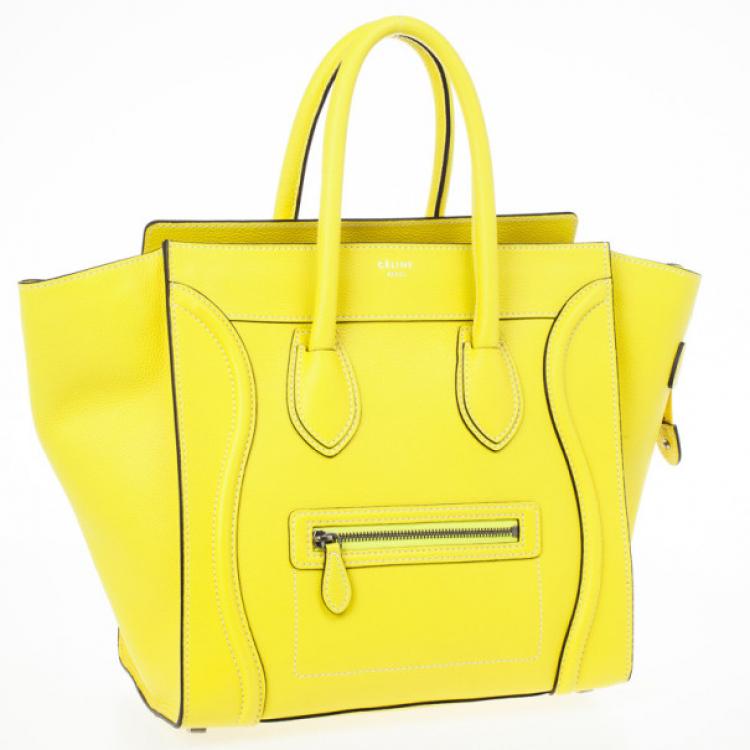 Pre Owned Celine Yellow Citron Mini Luggage Bag