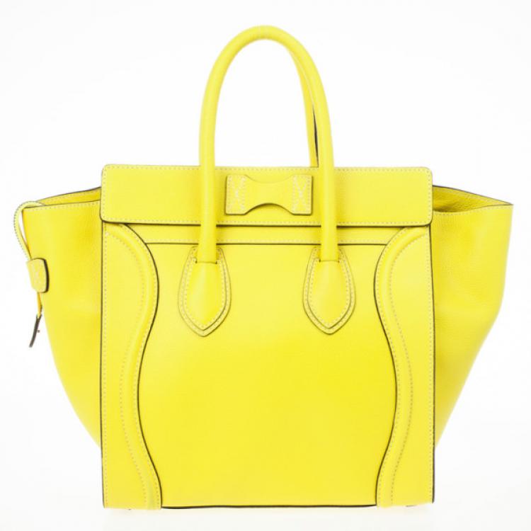 Pre Owned Celine Yellow Citron Mini Luggage Bag