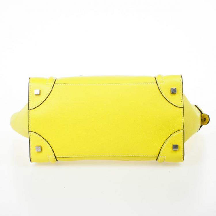 Pre Owned Celine Yellow Citron Mini Luggage Bag
