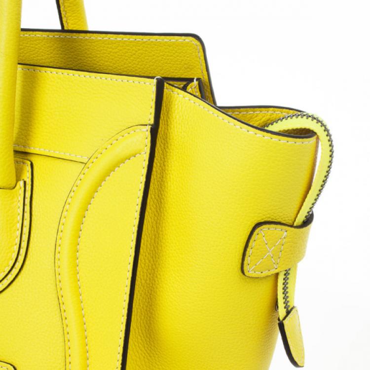 Pre Owned Celine Yellow Citron Mini Luggage Bag