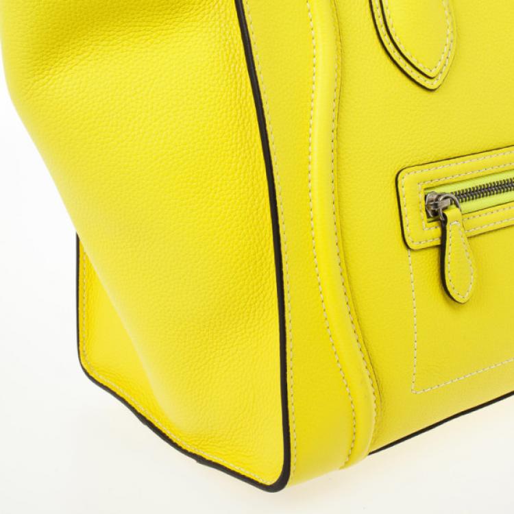 Pre Owned Celine Yellow Citron Mini Luggage Bag