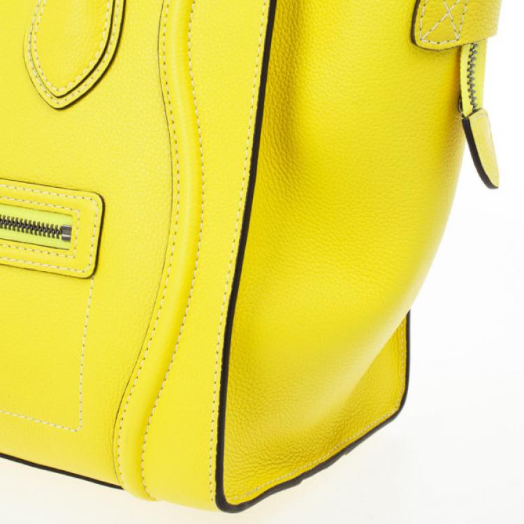 Pre Owned Celine Yellow Citron Mini Luggage Bag