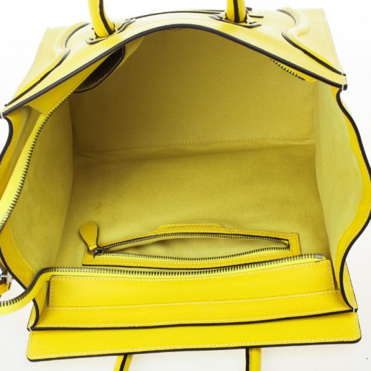 Pre Owned Celine Yellow Citron Mini Luggage Bag