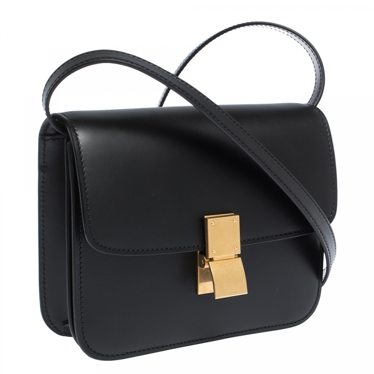 Pre Owned Celine Black Leather Small Classic Box Flap Bag