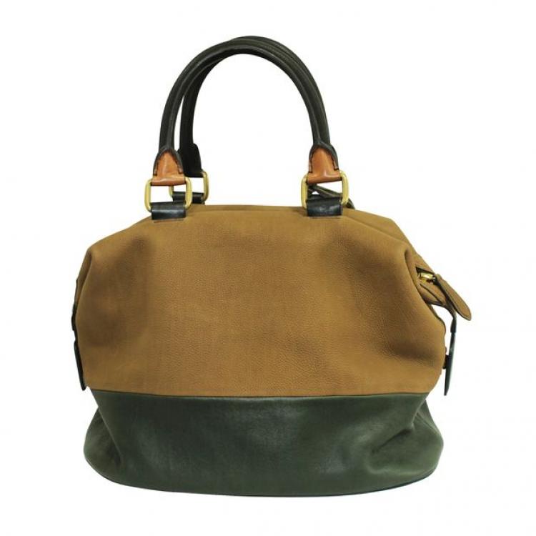 Pre Owned Celine Brown Leather Racer Stripe Boston Bag