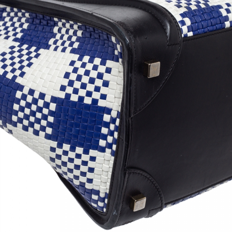 Pre Owned Celine Tri Color Leather Mini Gingham Luggage Tote