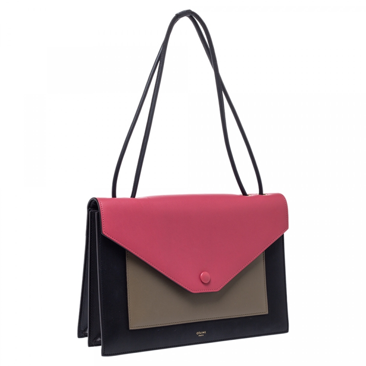 Pre Owned Celine Multicolor Leather Pocket Envelope Shoulder Bag