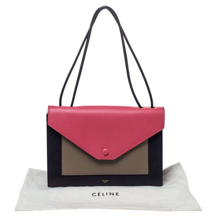 Pre Owned Celine Multicolor Leather Pocket Envelope Shoulder Bag