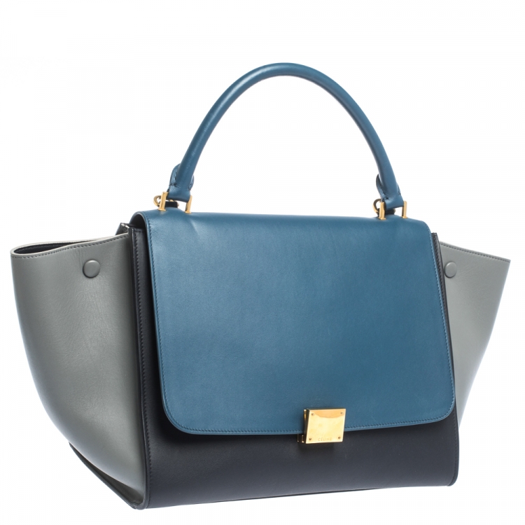 Pre Owned Celine Tri Color Leather Medium Trapeze Bag