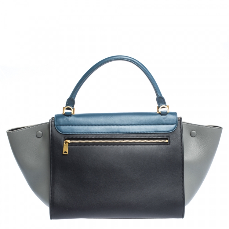 Pre Owned Celine Tri Color Leather Medium Trapeze Bag