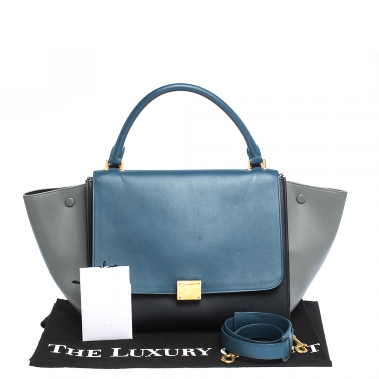Pre Owned Celine Tri Color Leather Medium Trapeze Bag