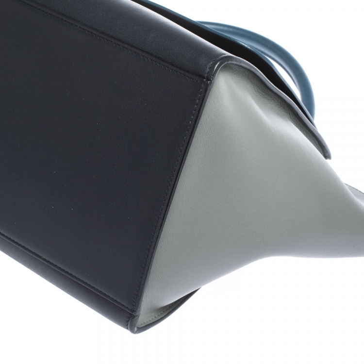 Pre Owned Celine Tri Color Leather Medium Trapeze Bag