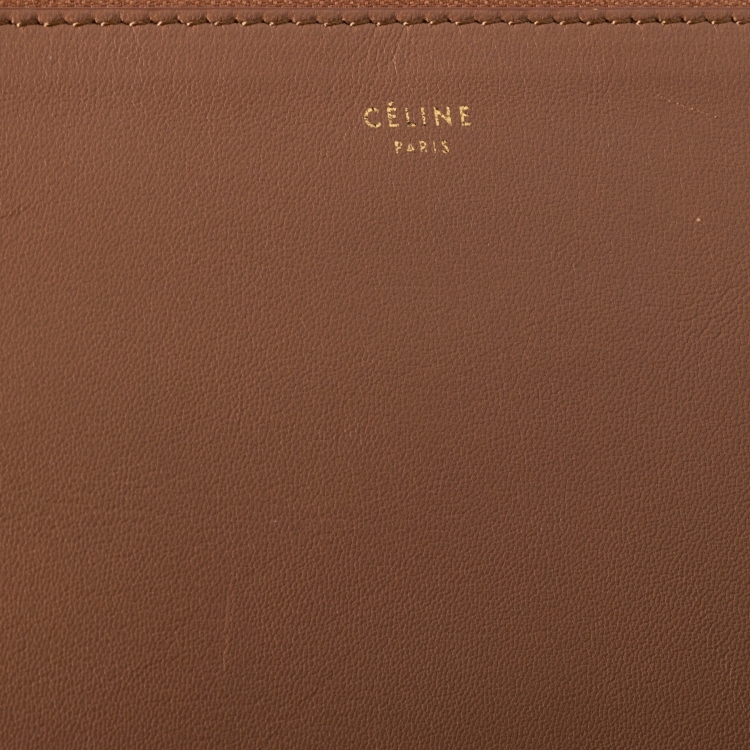 Pre Owned Celine Tan/Black Leather Solo Clutch Pouch