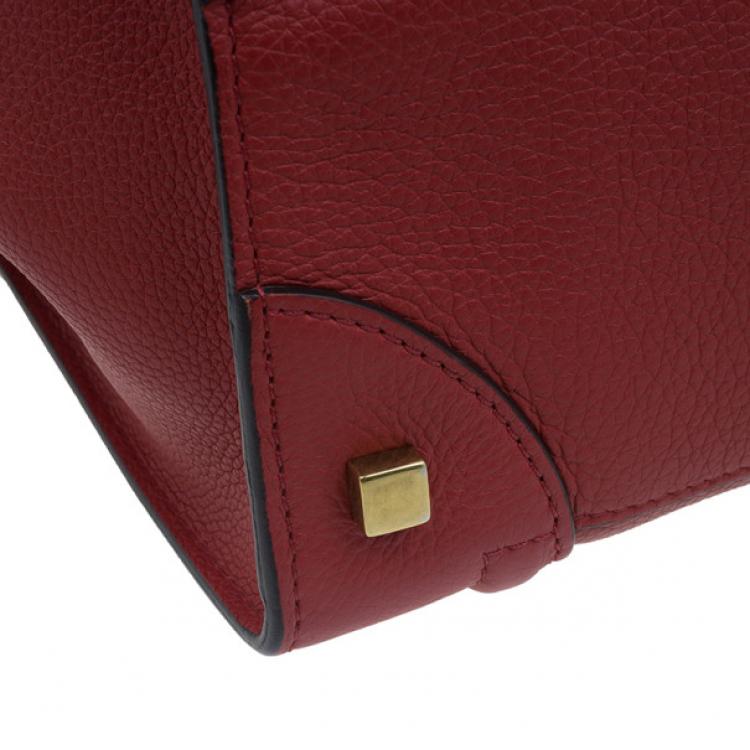 Pre Owned Celine Red  Pomelo Leather Mini Luggage Tote