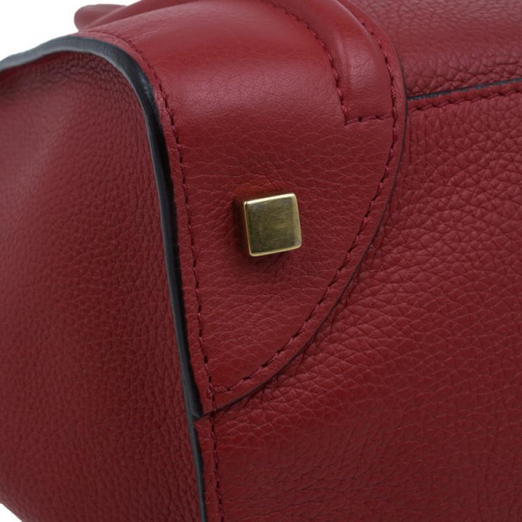 Pre Owned Celine Red  Pomelo Leather Mini Luggage Tote