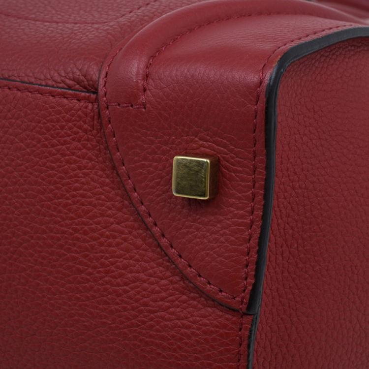 Pre Owned Celine Red  Pomelo Leather Mini Luggage Tote
