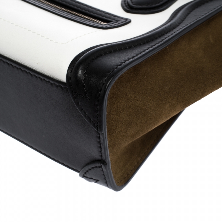Pre Owned Celine Tri Color Leather and Suede Nano Luggage Tote