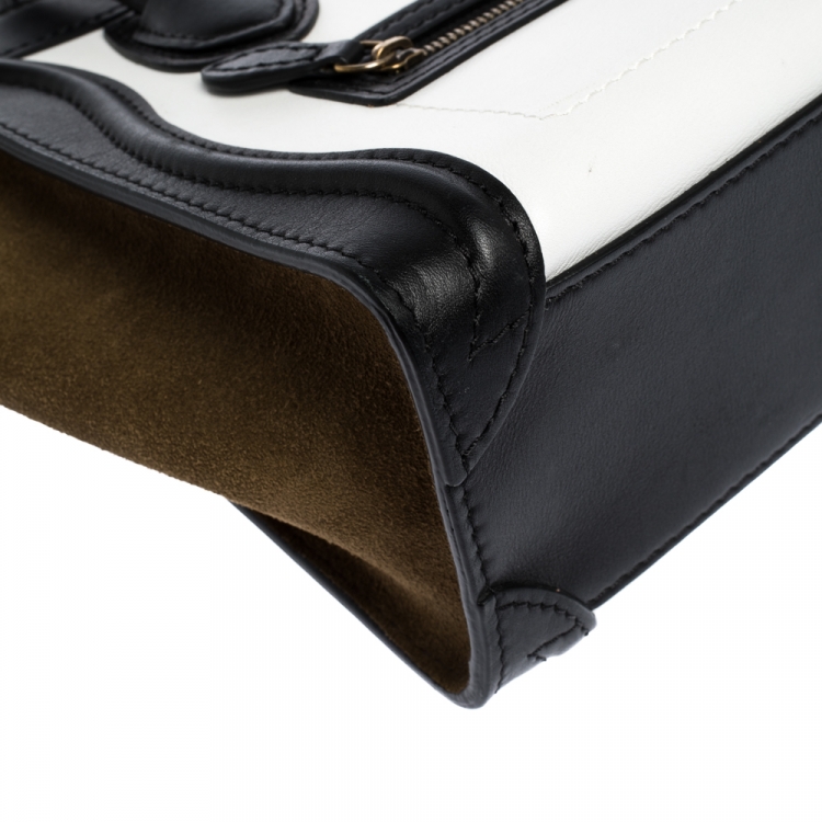 Pre Owned Celine Tri Color Leather and Suede Nano Luggage Tote