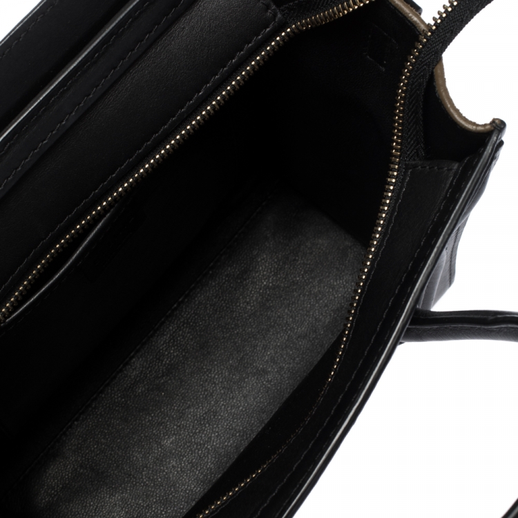 Pre Owned Celine Tri Color Leather and Suede Nano Luggage Tote