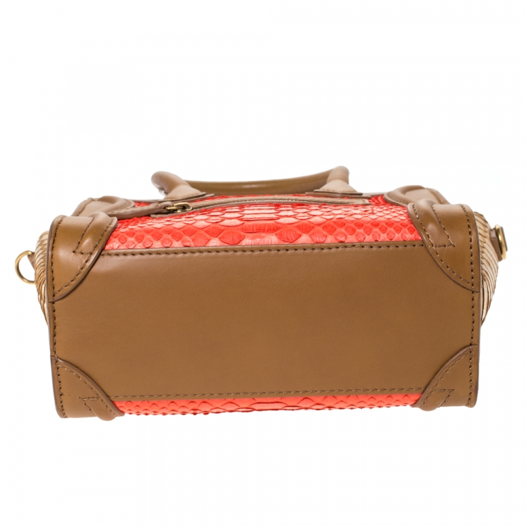 Pre Owned Celine Tri Color Python and Leather Nano Luggage Tote