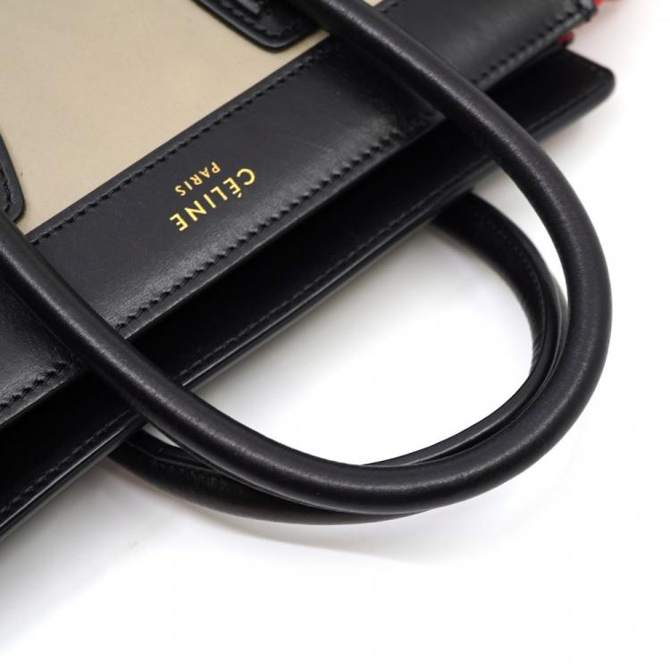 Pre Owned Celine Tri-Color Leather Nano Luggage Tote Bag