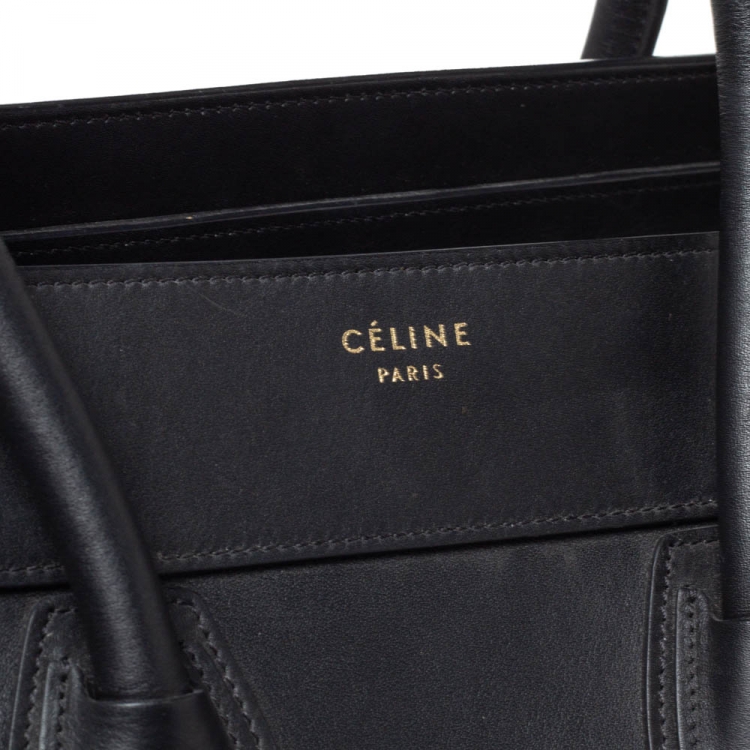 Pre Owned Celine Black Leather Mini Luggage Tote
